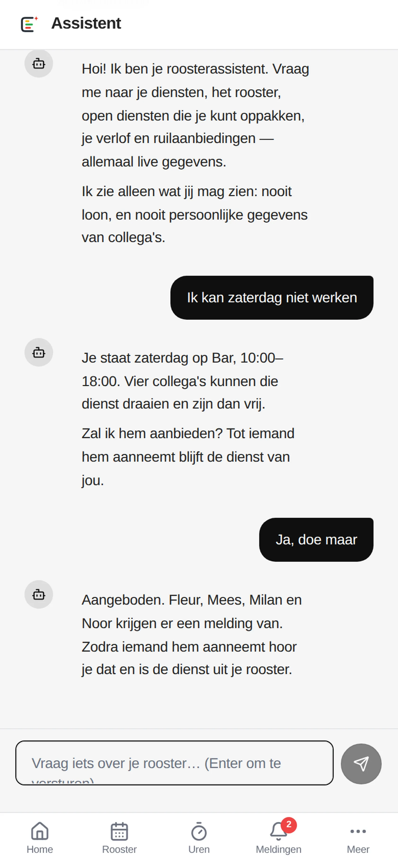 De assistent op de telefoon van een medewerker