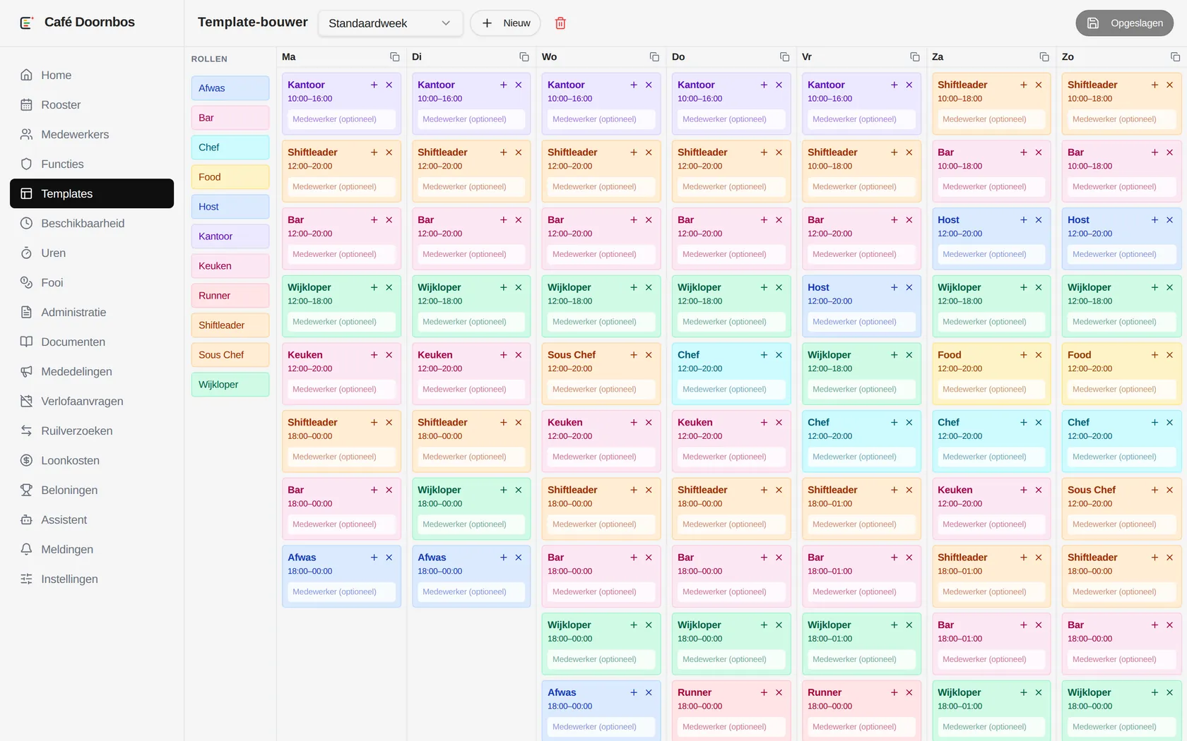 De template-bouwer met de week erin