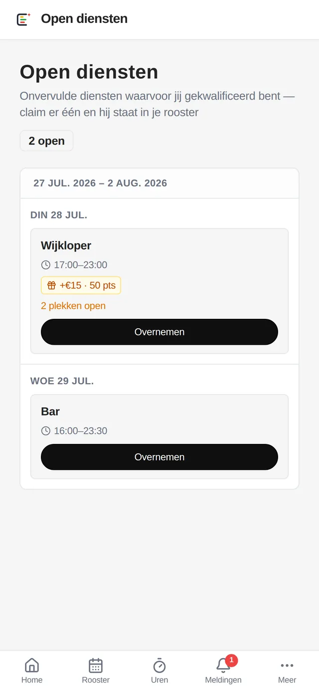 Open diensten met een beloning erbij